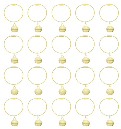QUARKZMAN 20Pcs Portachiavi In Filo, 1.6mm 2.8Pollici Anello Portachiavi Con Campanella, Anelli In Metallo Campanella Pendente Per Chiavi, Etichette Bagaglio, Artigianato, DIY, Giallo