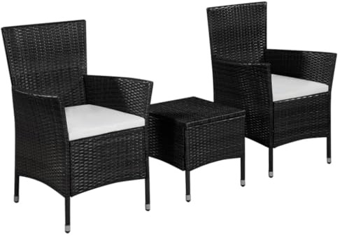 Mokuyary Ensemble de Bistro 3 pièce Résine tressée Noir Mobilier A