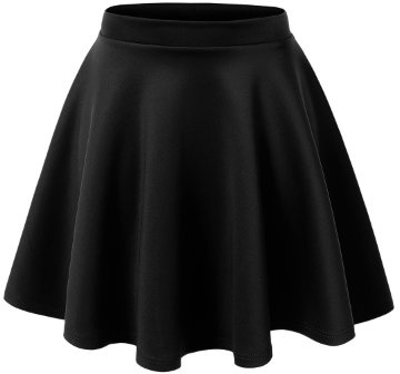 MBJ WB211 Women's Basic Versatile Stretchy Flared Skater Skirt for Girl S Black