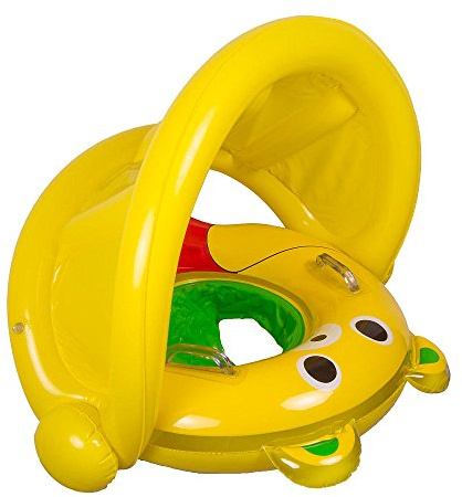 Poolmaster 81542 Learn-to-Swim Swimming Pool Float Baby Rider with Sun Protection, Bear