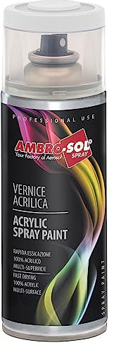 AMBRO-SOL - Pintura acrílica en spray, color Blanco Satinado, RAL , resultado profesional en múltiples superficies, exteriores e interiores, 400 ml (el paquete puede variar)