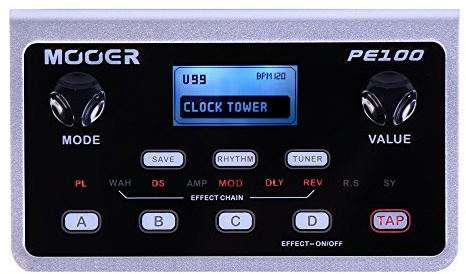 MOOER PE100 Portable Depstop Guitar Multi Effects Headphone Amp Pedal Practice Tool with Drum Machine, TAP Tempo