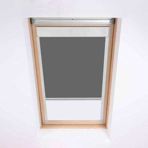 Persiana lucernario, per finestre Velux, tenda oscurante, grigia, telaio in alluminio argento (C02)