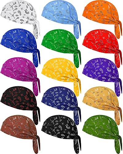 Foaincore 15 Pcs Do Rag Skull Cap Cooling Helmet Liner Sweat Wicking Head Wraps Bandana Beanie for Men Women(Mixed Colors,Stylish Style)
