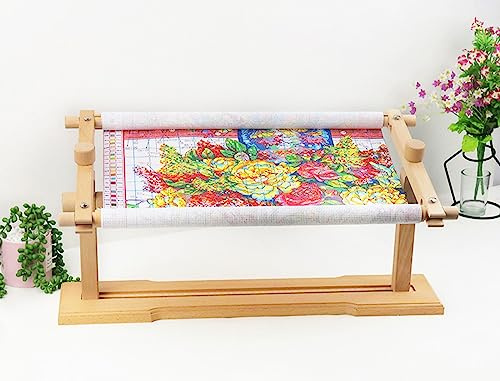 Soporte de Bordado de Madera Ajustable - Kit Giratorio de Escritorio Con Bastidor de Regazo y Aro Manos Libres