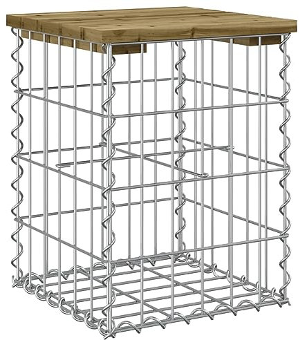 Banc de jardin design gabion 33x31x42 cm bois de pin imprégné