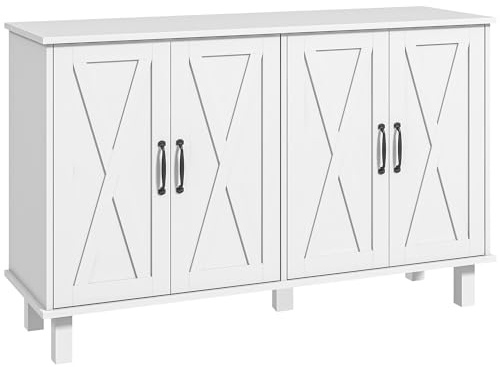 HOMCOM Buffet Bas Meuble de Rangement 2 Placards 120 x 37 x 75 cm Blanc
