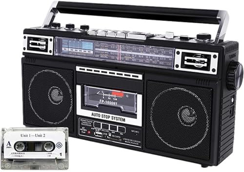Radio Y Grabadora Retro, Radio Reproductor De Cassette Portátil, con AM/FM/SW1/SW2, Reproductor De CD Portátil Boombox, Radio FM, USB, Altavoz Bluetooth, Función De Transcripción De Soporte