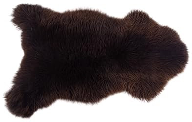 KABAJA Lammfell Echt - Teppich Flauschig - Natürliche Schaffell Braun 90-100 cm - Deko Wohnzimmer Fell Decken - Weich Schaffelldecke - Schlafzimmer Lammfelle - Naturfell