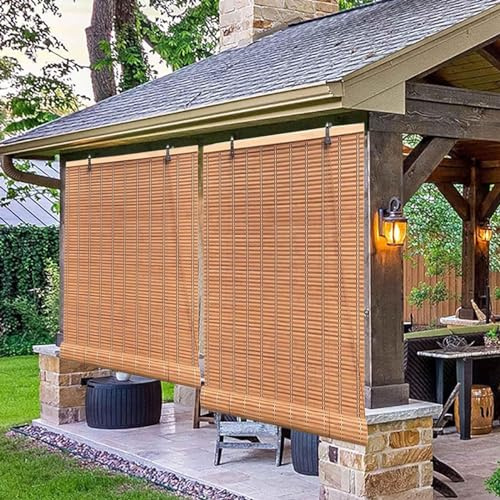 Persiana Enrollable De Bambú para Pergolas De Jardin Exterior, Cortinas Madera Estor Enrollable Natural, Tejida A Mano, Cortinas Privacidad Decoración para Puertas Y Ventanas Balcón