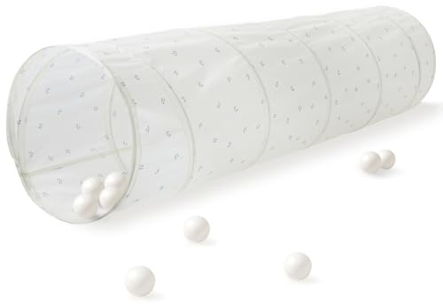3 groddar lektunnel för barn – pop-up hopfällbara tunnlar med återvunnet tyg – rolig kryptunnel för småbarn, baby, barn att krypa igenom, bruttomotorleksak för inomhuslek – blåbär elfenben