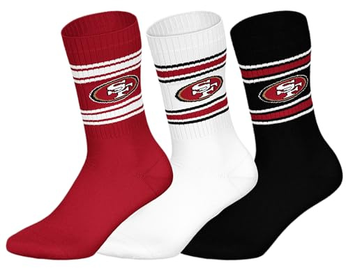 SAN Francisco 49ERS 3pk Crew Socks - RED/WHT/BLK - 39/42