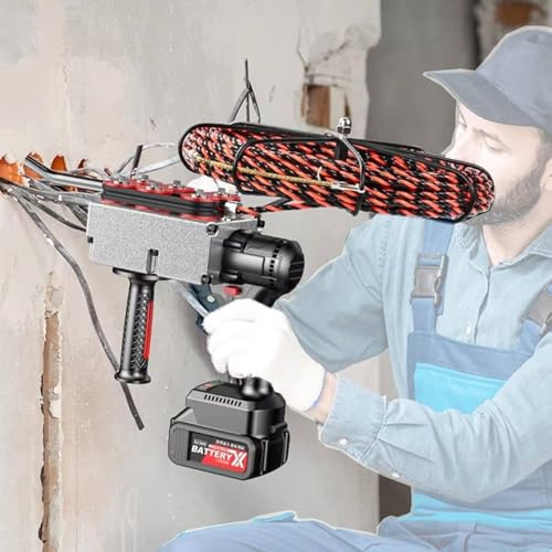 WANGYYDS Filettatrice per Tubi Nascosta per Cavi da Elettricista, Dispositivo per Infilare Cavi Elettrici Nascosti, Batteria al Litio da 25000 Mah/37500 mAh, velocità 40 M/Min,30m-37500mah*2