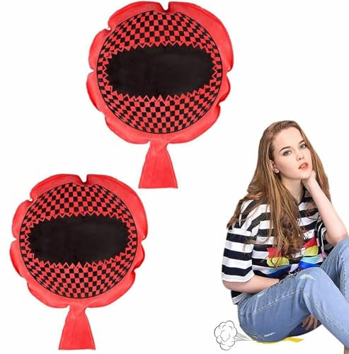 Cuscino per Scoregge,Cuscino Scorreggione,Cushion Autogonfiante,Cuscino Scoregge Finte Scherzo Cuscino Scherzi Divertenti,Divertente Self-Inflating Party Cuscino Divertente Scherzo,2 Pezzi,Rosso