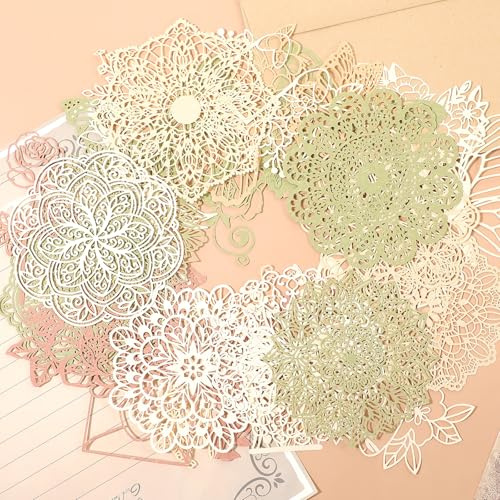 TIESOME 30Pcs Vintage Decorative Paper Lace, Scrapbooking Decorative Lace Paper Floral Butterfly Round Scrapbook Cutouts for Scrapbooking Journal Album Crafts DIY