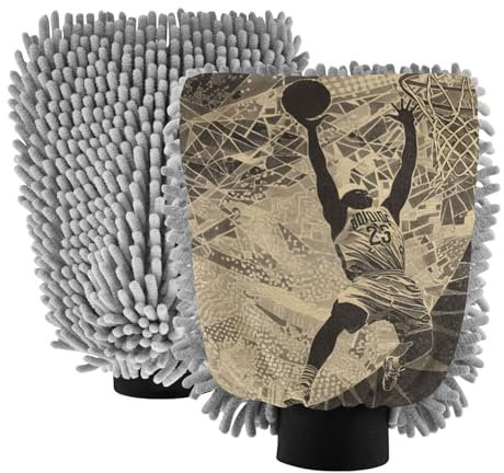 Guantes de lavado de coche con silueta de jugador de baloncesto, color negro, antiarañazos, cepillo de mano para lavado de coche