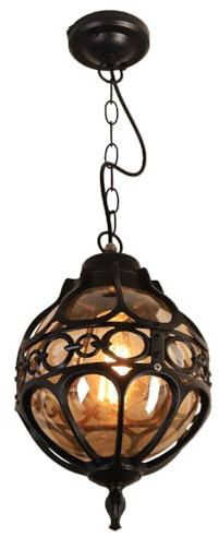 Mkichi Lámparas Colgantes de Techo Exterior,E27 Faroles Jardin Exterior Colgantes Negro IP44 Impermeable Vintage Industrial Lámpara de Techo para Patio Terraza Villa (Negro)