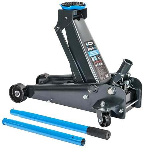 STIX HELN-05 Hydraulisk Garagedomkraft 3T 130-480 mm med Metallhjul | Delbar spak 94 cm, robust stålkonstruktion, perfekt för verkstad och garage