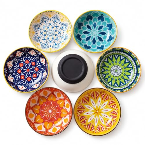 Comedero Gato Cerámica - Set De 6 Cuencos Bajos Y Anchos - para Pienso, Comida Húmeda O Bebedero Gatos - Ideal para Bigotes Sensibles - Silicona Negra Fija - Microondas Y Lavavajillas - 14,3 cm