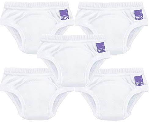 Bambino Mio, Reusable Potty Training Pants for Boys and Girls, 5 Pack (White, 2-3 Years)