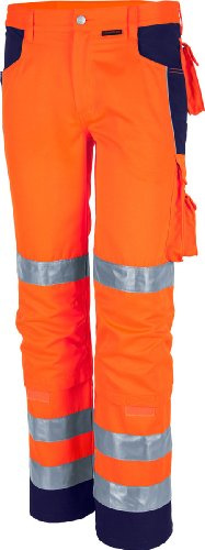 Qualitex Warnschutz-Bund-Hose Arbeits-Hose PRO MG 245 - orange/Marine - Größe: 50