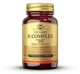 Solgar Vitamin B-Complex ''50'' Vegetable Capsules - Pack of 50 - High Potency Daily Capsule - Supports Mental Performance, Reduces Fatigue - For Busy and Active Lifestyles - With Thiamine, Riboflavin, Folic Acid - Vegan