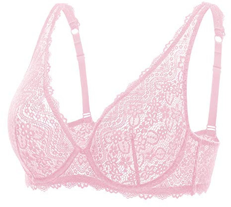 DOBREVA Femme Soutien-Gorge Dentelle Bralette Plongeant sans Rembourré avec Armatures Gazelle Rose 100B