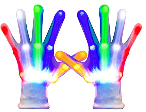 GLEDLOVES LED Finger,Finger Light Gloves,LED Gloves for Kids and Teen Gifts,The Toys for 3-8 Year Old Boys Girls,Light Up Have 5Color/6Mode,in Party Outdoor/Indoor Games(1 Pair/S)…