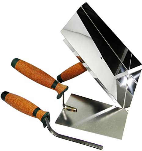 Profi Fugblech Edelstahl 245 x 155mm Set Verfugungsblech + Fugenkelle 10mm mit Trapezkelle 180mm KORKGRIFF CT04