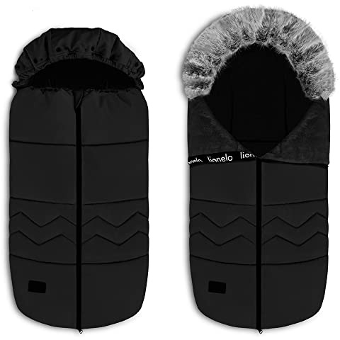 Lionelo Frode Winterfußsack 90×45 cm, Universal für Kinderwagen Buggy Autositz & Schlitten, Wasserdicht Winddicht, Weiches Fleece, Antiallergisch, Doppelreißverschluss, Abnehmbares Fell