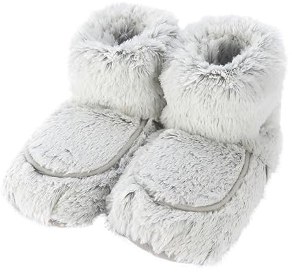 Warmies Microwavable Boots, Heatable Ladies Slipper Boots with French Dried Lavender, Soothing Warmth and Comfort, One Size Marshmallow Grey Colour