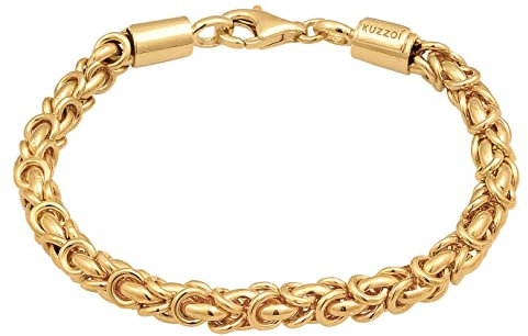 Kuzzoi Buddha Silber Armband für Herren, handgefertigtes Königsketten Armband (5 mm) aus 925 Silber vergoldet, goldenes Königsarmband für Männer, Länge 21 cm