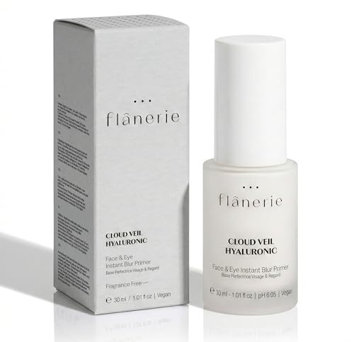 Flanerie Face & Eye Instant Blur Primer – Hydrating Pore Minimising Makeup Base with Hyaluronic Acid, Pumpkin Seed & Dandelion Extract – Blur Imperfections, Smooth Texture & Extend Makeup Wear
