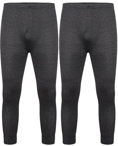 DOLCE ENVY Men's Thermal 2 Pack Long John Bottom Trouser Warm Base Layer for Winter Suitable for Daily Use High-Performance Bottom Trouser (XL, Charcoal)