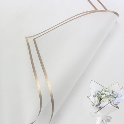 20 Feuilles de Papier d'Emballage Bouquet de Fleurs, Papier d'Emballage Fleuri Imperméable pour Mariage Anniversaire Fête Décoration Cadeau DIY Arts Crafts 57 x 57cm (Blanc & Phnom Penh)