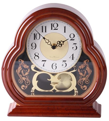 Pastoralist Reloj de repisa, Relojes de repisa Vintage de Madera de 10x4.7in para Sala de Estar, Reloj de Mesa Tranquila con Columpio de péndulo, Relojes de repisa para Decoraciones de Chimenea
