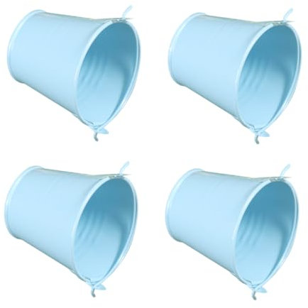 KONTONTY Cubo De Hierro para Suculentas 4 Unidades Mini Maceta De Metal Decorativa para Jardín Terraza y Diseño Portátil Asa Adecuado para Flores Secas y Artesanía