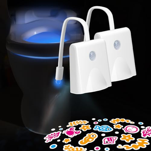 LAVAED Nachtlicht mit Bewegungssensor, 16 Farbwechsel, LED-Toilettenlicht, aktivierte Projektion, Nachtlicht, wiederaufladbar, wasserdicht, cooles Gadget für Badezimmer, Dekoration