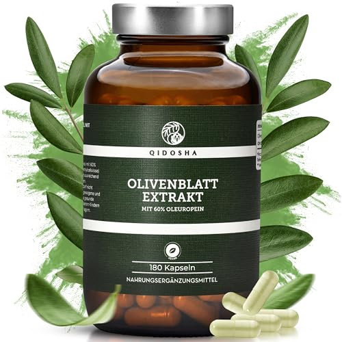 QIDOSHA® Olivenblattextrakt hochdosiert mit 60% Oleuropein, 180 Kapseln, höchster Oleuropein-Gehalt im Markt, jede Charge u.a. auf Pestizide und Schwermetalle in externem Labor geprüft