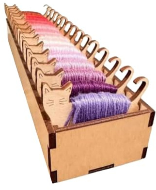 Ieron Juego de bobinas de Madera con Forma de Animal, Organizador de Hilo para Bricolaje (Gato)