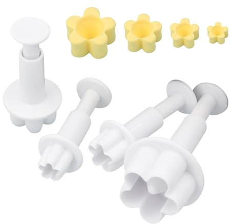 Dekorativa kakskärare, 4 st blommor kakskärare fondant, prägling kakskärare dekorativa former med blommor, för marsipanmassa och glasyr