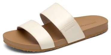 DREAM PAIRS Women's Open Toe Slides Sandals,Size 5,Beige