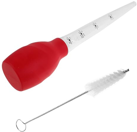 Ipetboom Silicone Turkey Baster and Bbq Basting Brush Set with Cleaning Brush, Long Suction Drip Oil Tube for Roasting, Marinating Chicken, Beef, and Poultry Cooking