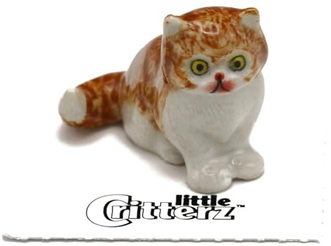 Little Critterz Persian Kitten Decorative Porcelain Display Object “Princess” – Handcrafted Hand-Painted Adult Home Décor Accent