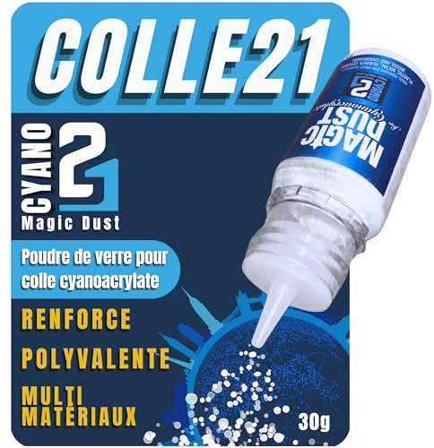 Magicdust21 Poudre de Verre by Colle21 – 30g | Poudre de Verre pour Bricolage et Modélisme | Remplissage Précis et Durable pour Colle Cyanoacrylate (Magicdust)