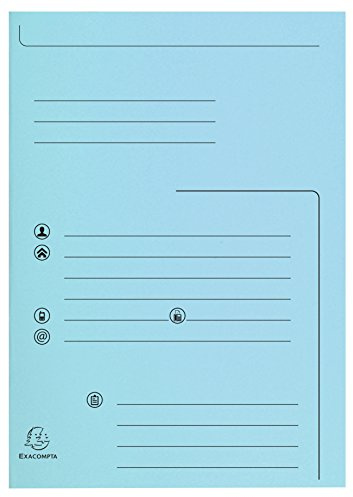 Exacompta - Cod. 334006E - Confezione da 25 cartelline rigide stampate con 2 alette SUPER 210 g/m² - Colori pastello - certificati PEFC™ - dimensioni 24 x 32cm per documenti formato A4 - colore azzurro
