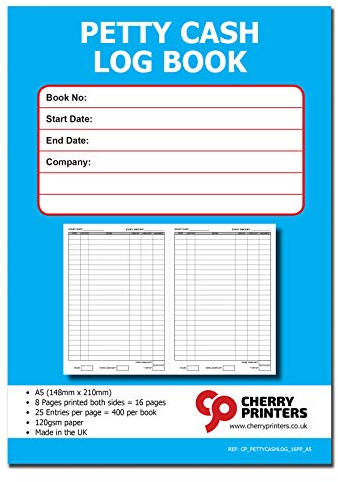 Cherry Petty Cash Log Book A5 16pages 120gsm