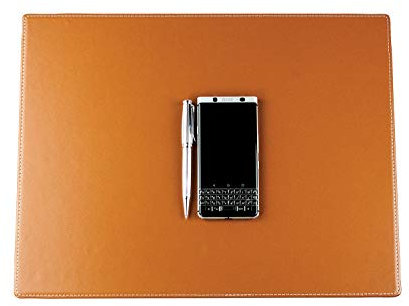 DELMON VARONE - Personalisierbare Schreibtischunterlage Cambridge Top Grain Leder braun, Echtleder Schreibunterlage personalisiert, Schreibtisch Unterlage abwaschbar geeignet als Mauspad, 45 x 35 cm