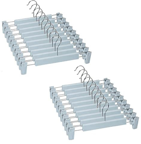 Lamitocs 20 Stück Rockbügel Kleiderbügel mit starken Antirutsch verstellbaren Clips Haken, Platzsparende Hosenbügel für Hängende Hosen Socken Röcke Mäntel,Sehr hellblau