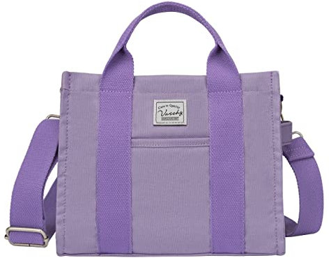 VASCHY Borsa Tote, Piccola Borsa Donna Elegante per Università, Tracolla, Shopping, Mare, Viaggio, Lavoro, Ufficio, Scuola - 5.5L Capacità - Viola